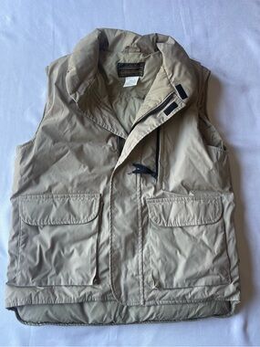 Eddie Bauer Vintage Men's Goose Down Puffer Vest Full Zip Beige M made USA 80s
